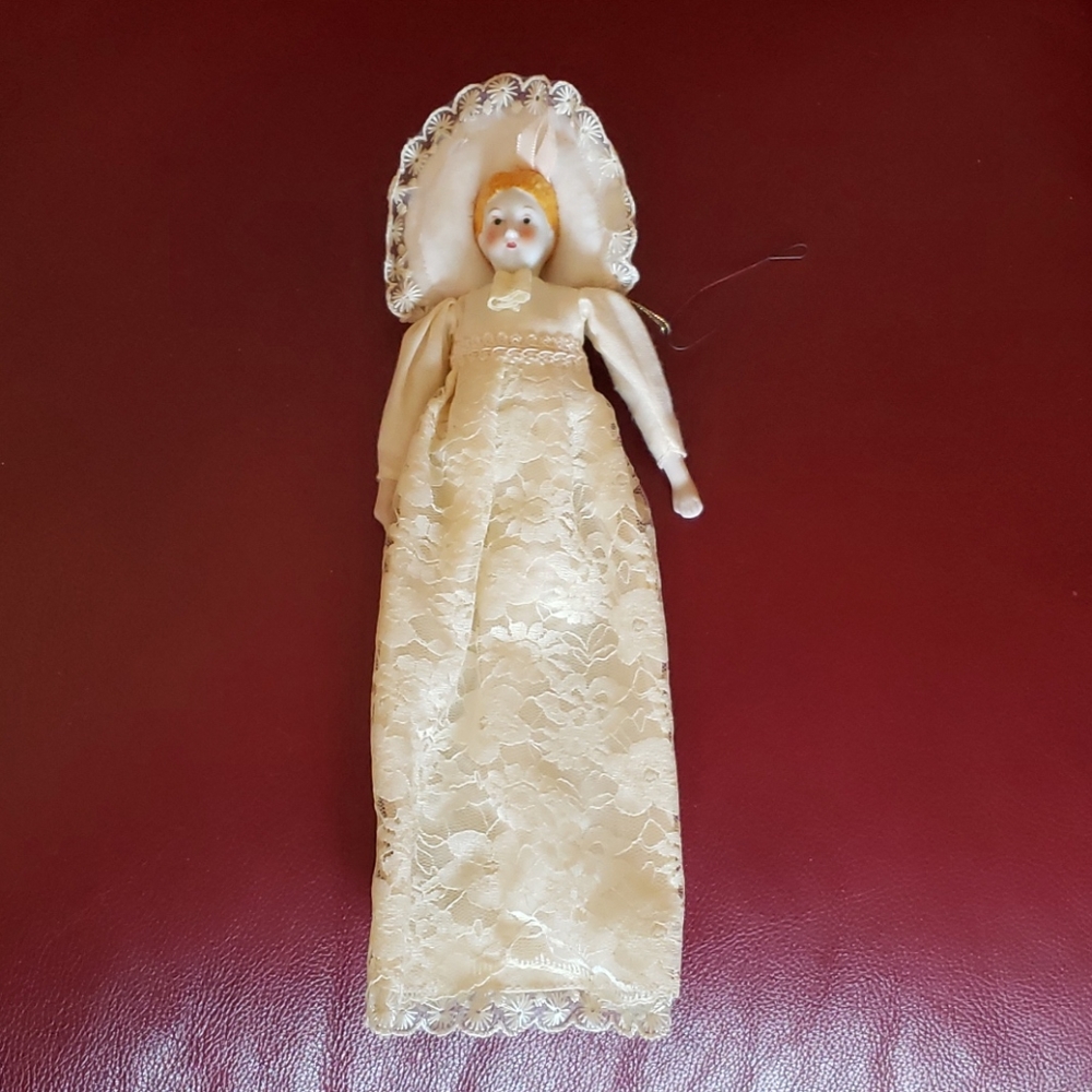 Vintage handmade Silvestri porcelain doll ornament